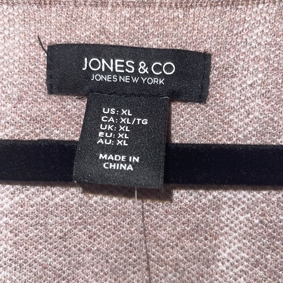 Jones & Co, Jones New York Cardigan, beige with white window-pane plaid. - Picture 5 of 10